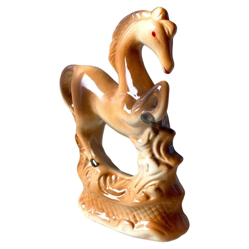 Vintage Ceramic Prancing Horse Figurine: Mid Century Modern Equestrian Decor - Picture 4 of 7
